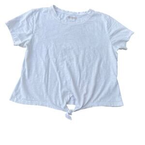 SHYANNE women’s  juniors T-shirt.  Size L, tie at waist, white, short sleeves.